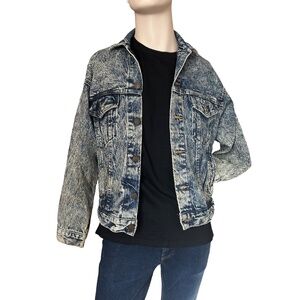 Levis Vintage 80s Acid Wash Denim Jean Trucker Jacket Made in USA Rare Blue Tab